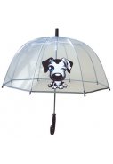 Durchsichtiger Kuppelregenschirm schwarz mit Hund von Smati 1