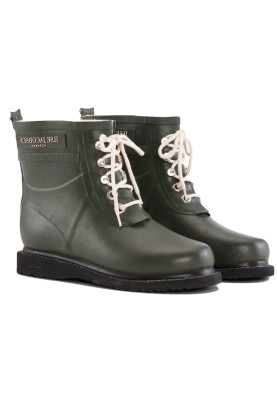 Army grüne niedrige Gummistiefel mit Schnürung von Ilse Jacobsen