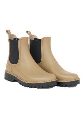 Beiger / Schwarze kurze Regenstiefel Druppel von Tantä