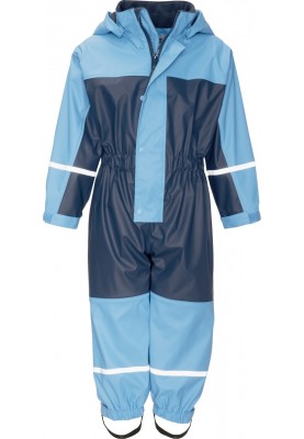 Marine/hellblauer Regenoverall mit Fleece-Futter von Playshoes