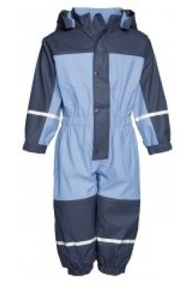 Marine/hellblauer Regenoverall mit Fleece-Futter von Playshoes