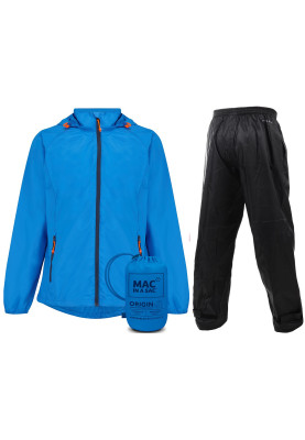 Blaue Regenanzug mit schwarzer Regenhose von Mac in a Sac
