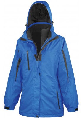 Royalblaue 3-in-1 Damenregenjacke mit Softshell-Innenjacke von Result