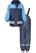 Playshoes Regenanzug mit Fleece-Futter marine/hellblau 1