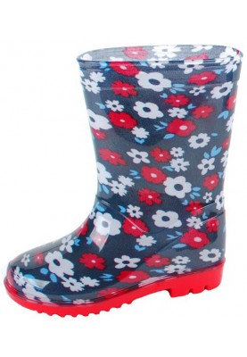 Blauer Mädchenregenstiefel mit Blumen