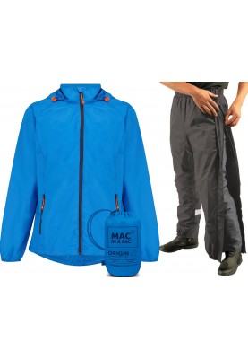 Blauer Regenanzug von Mac in a Sac (Hose mit langem Reißverschluss)