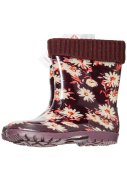 Bordeauxrote Damen Gummistiefel mit Blumenmuster von XQ 3