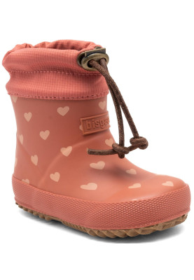 Rosa mit Hertzenmotiv Gummistiefel "Thermo Baby" von Bisgaard