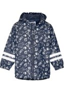 Dunkelblaue bedruckte Regenjacke mit Fleecefutter von Playshoes 1