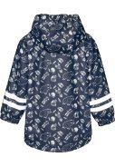 Dunkelblaue bedruckte Regenjacke mit Fleecefutter von Playshoes 2