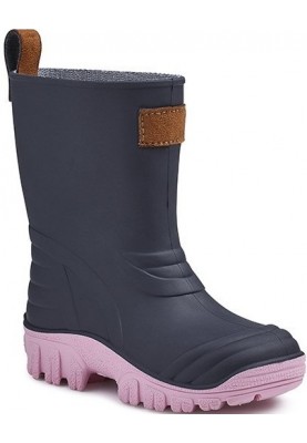 Dunkelblau/rosa robuste Kinderregenstiefel SEBS