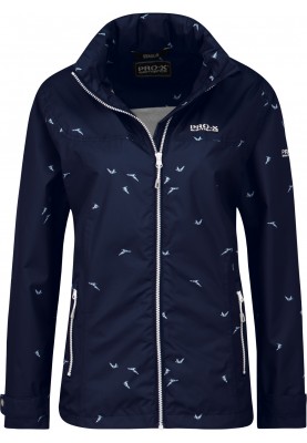 Dunkelblaue Kinderregenjacke Nora mit Schwalbenprint von Pro-X Elements