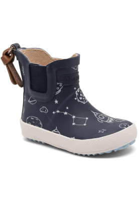 Dunkelblaue Kinderregenstiefel "To the Moon" von Bisgaard