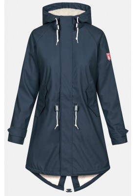 Dunkelblaue Damenparka Friese Tidaholm mit Teddyfutter von Derbe