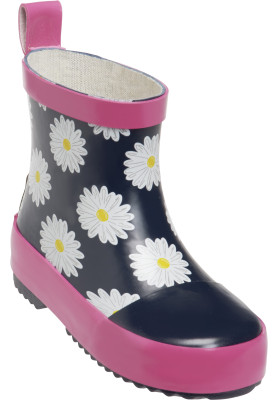 Dunkelblaue kurze Regenstiefel mit  Blumen von Playshoes