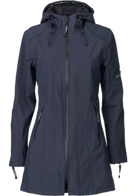 Dunkelblaue Softshell-Regenjacke in Dreiviertellänge von Ilse Jacobsen