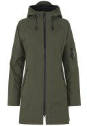 Dunkelgrüne Softshell-Regenjacke in Dreiviertellänge von Ilse Jacobsen