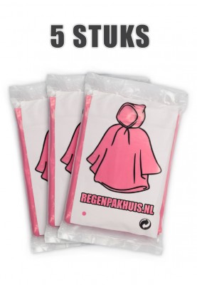 Einfacher Einweg Regenponcho rosa (5 St.)