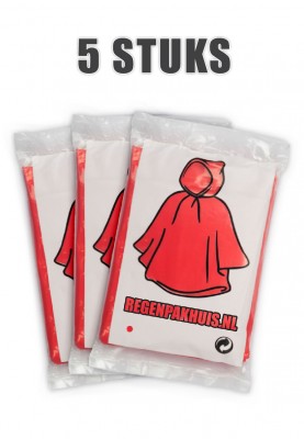 Einfacher Einweg Regenponcho rot (5 St.)