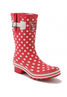 Evercreatures Regenstiefel kurz rot mit weißen Punkten