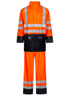Lyngsøe Rainwear Hi-Vis Regenanzug fluor orange / marine