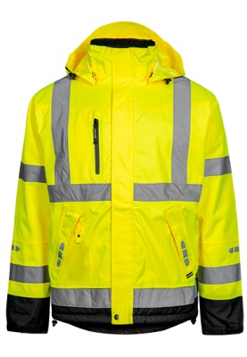 Gelb/schwarze Hi-Vis Regenjacke von Lyngsøe Rainwear
