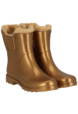 Gold Metallic gefütterte Chelsea Damen Gummiregenstiefel 