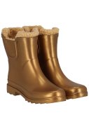 Gold Metallic gefütterte Chelsea Damen Gummiregenstiefel 