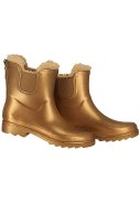 Gold Metallic gefütterte Chelsea Damen Gummiregenstiefel  3
