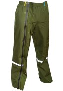 Grüne (Olive) Regenhose  (Langgröße) mit durchgehendem Reißverschluss