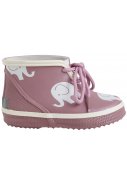 Kurze rosa (Burlwood) Kindergummistiefel mit Elefanten von CeLaVi 2