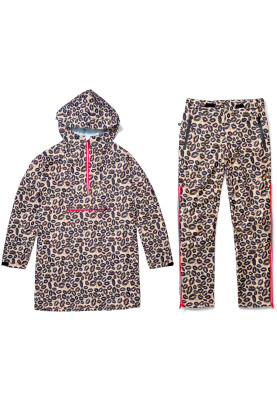 Leopard Kiss nachhaltiger Regenponcho + Regenhose von Dripp Rainwear