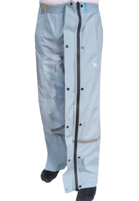Hellblaue Regenhose mit durchgehendem Reißverschluss von Hello Rain
