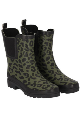 Grüne Leopardendruck Damen Chelsea Gummistiefel von XQ