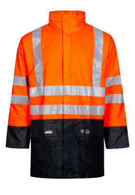 Lyngsøe Rainwear Hi-Vis Regenjacke fluor orange/marine