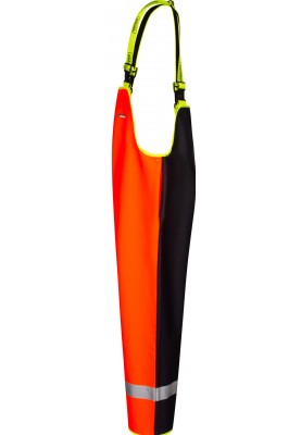 Lyngsøe Rainwear Vissers Latzhose neonorange/dunkelblau