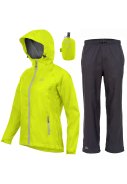Neongelb/anthraziter Damen Regenanzug Stow and Go von Highlander  1