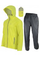 Neongelb/anthraziter Herren Regenanzug Stow and Go von Highlander 