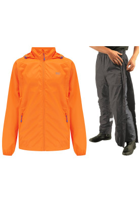 Neon oranger Regenanzug von Mac in a Sac (Hose mit langem Reißverschluss)
