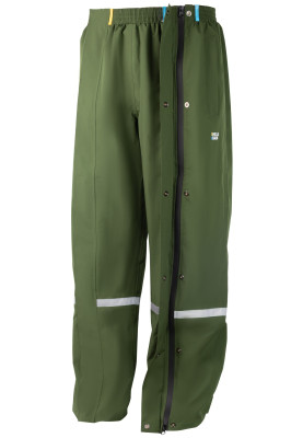 Grüne Regenhose mit durchgehendem Reißverschluss von Hello Rain