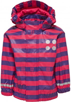 Lila/rot gestreifte Kinderregenjacke Jane von Lego Duplo