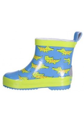 Blaue kurze Regenstiefel mit Krokodilen von Playshoes