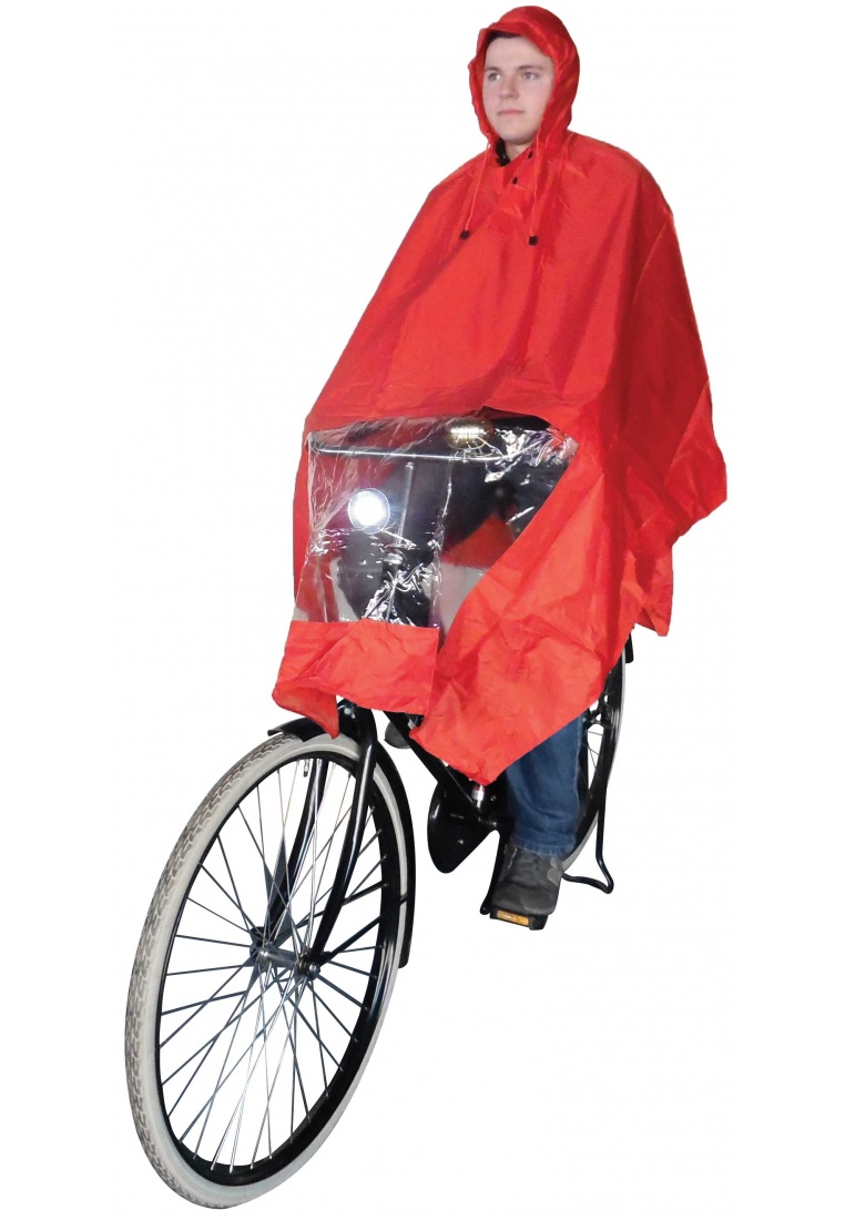 Roter Regenponcho Fahrrad von Hooodie Regenponchos