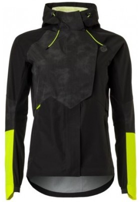 Reflektierende schwarz neongelbe Tech Damenregenjacke Commuter von AGU