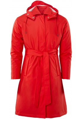 Roter gefütteter W Trenchcoat von Rains