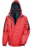 Rote 3-in-1 Herrenregenjacke mit Softshell-Innenjacke von Result