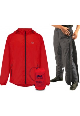 Roter Regenanzug von Mac in a Sac (Hose mit langem Reißverschluss)