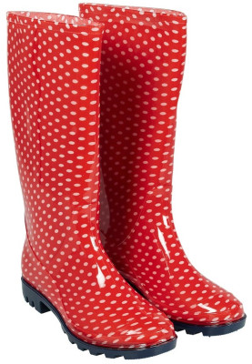 Roter / weißer Damen-Gummistiefel Punkten von XQ Footwear