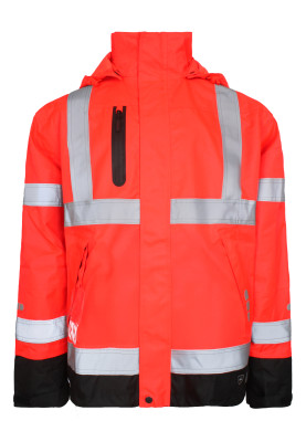 Rote/schwarze Hi-Vis Regenjacke von Lyngsøe Rainwear