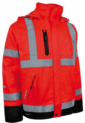 Rote/schwarze Hi-Vis Regenjacke von Lyngsøe Rainwear